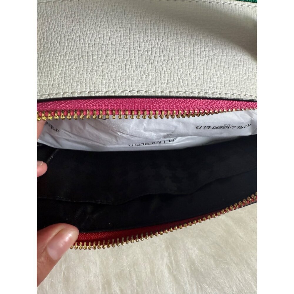 NEW KARL LAGERFELD Simone Rainbow Studded Crossbody Bag White Premium Leather - Picture 15 of 15